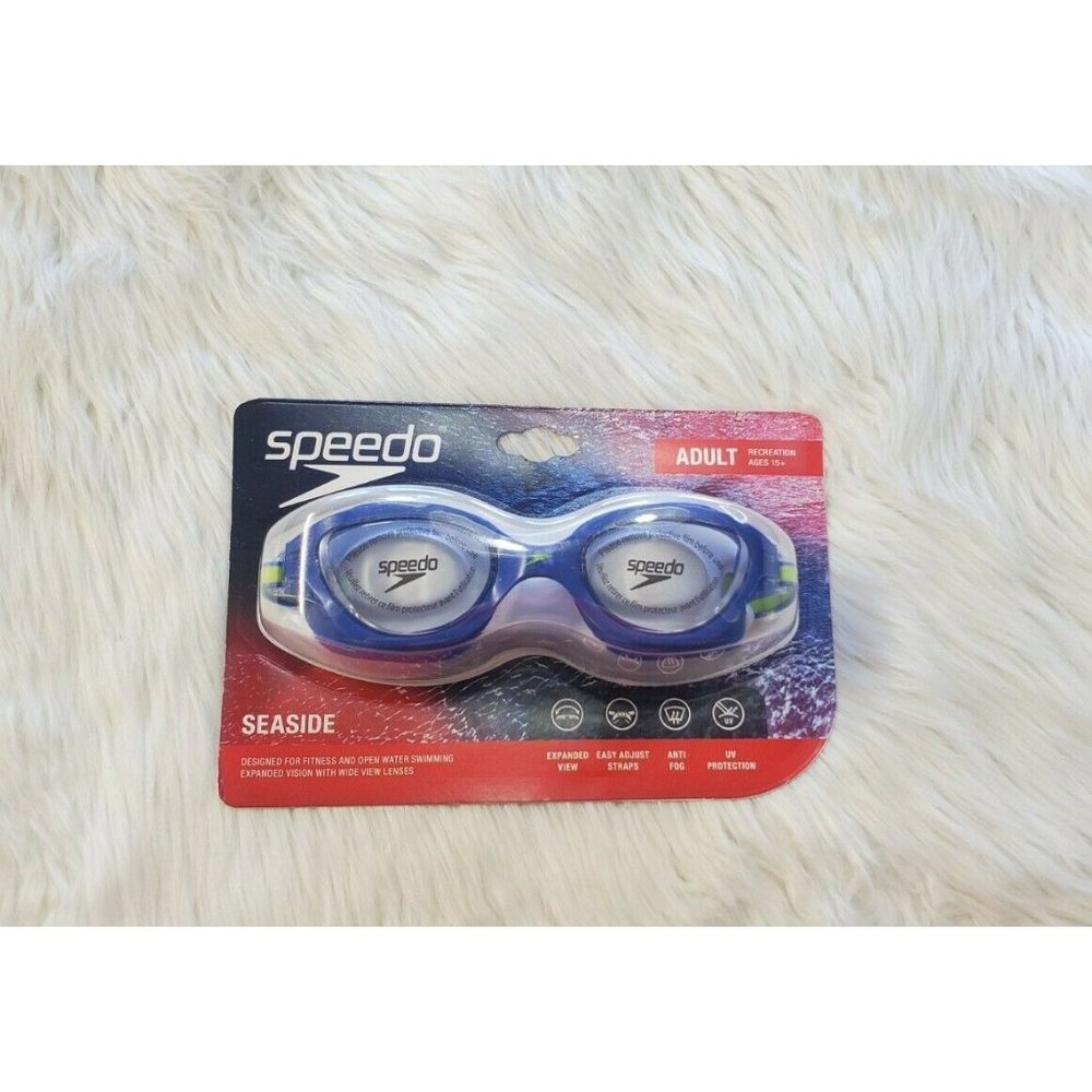 Speedo Adult Seaside Goggles (ages 15+) Blue/Clear, New - Picture 1 of 2